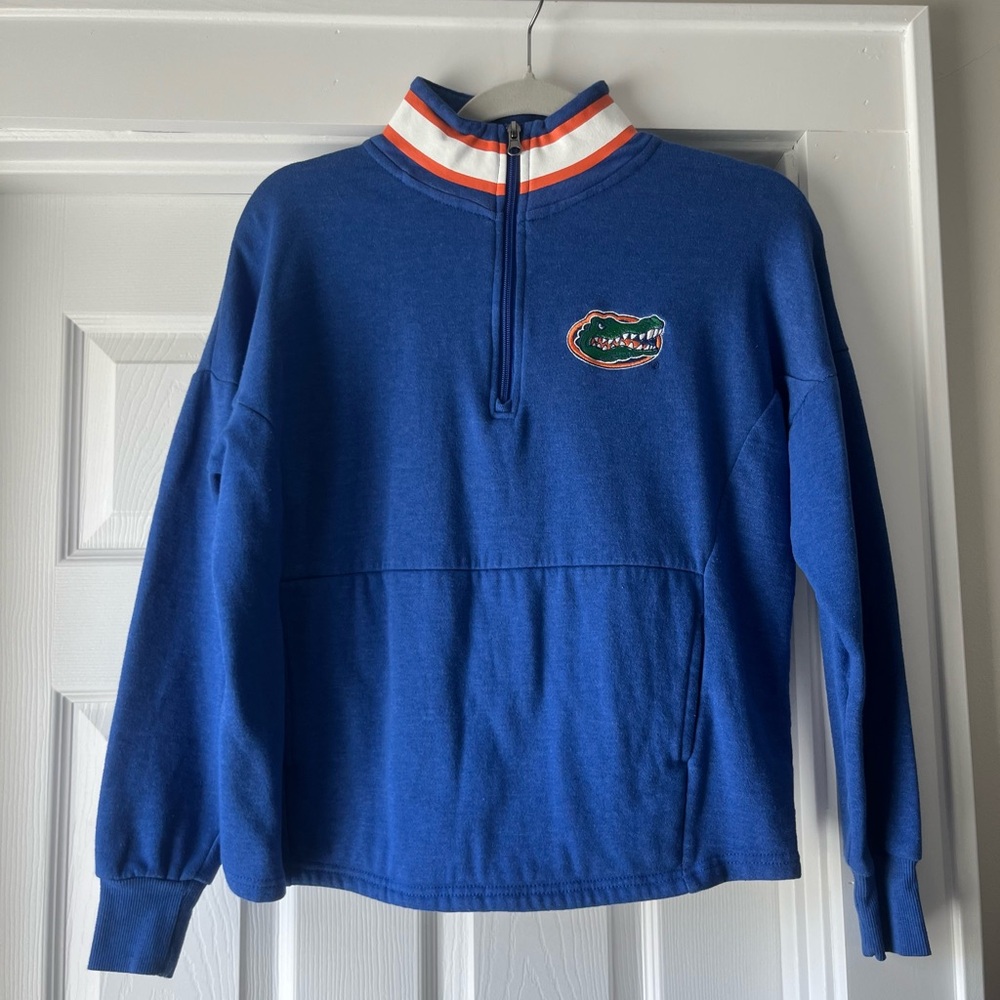 Blue Quarter-Zip Pullover with Logo